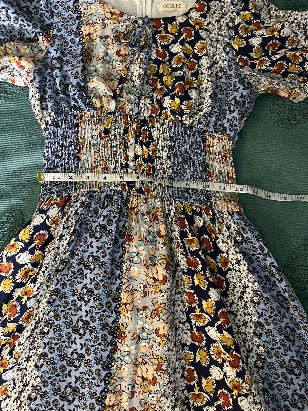 Roolee Blue Floral Patchwork Midi Dress - Picture 9 of 10
